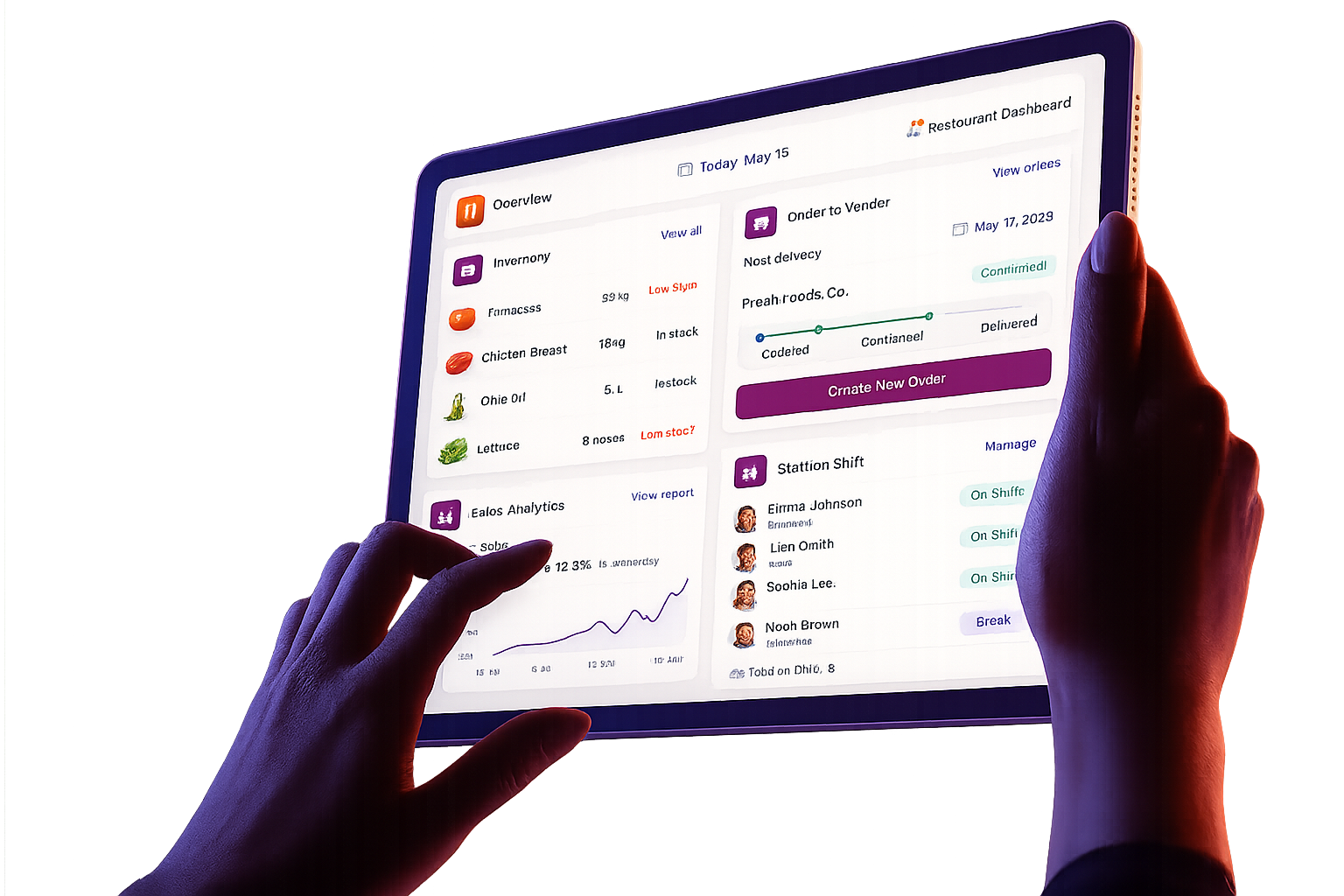 ChefOS dashboard on tablet