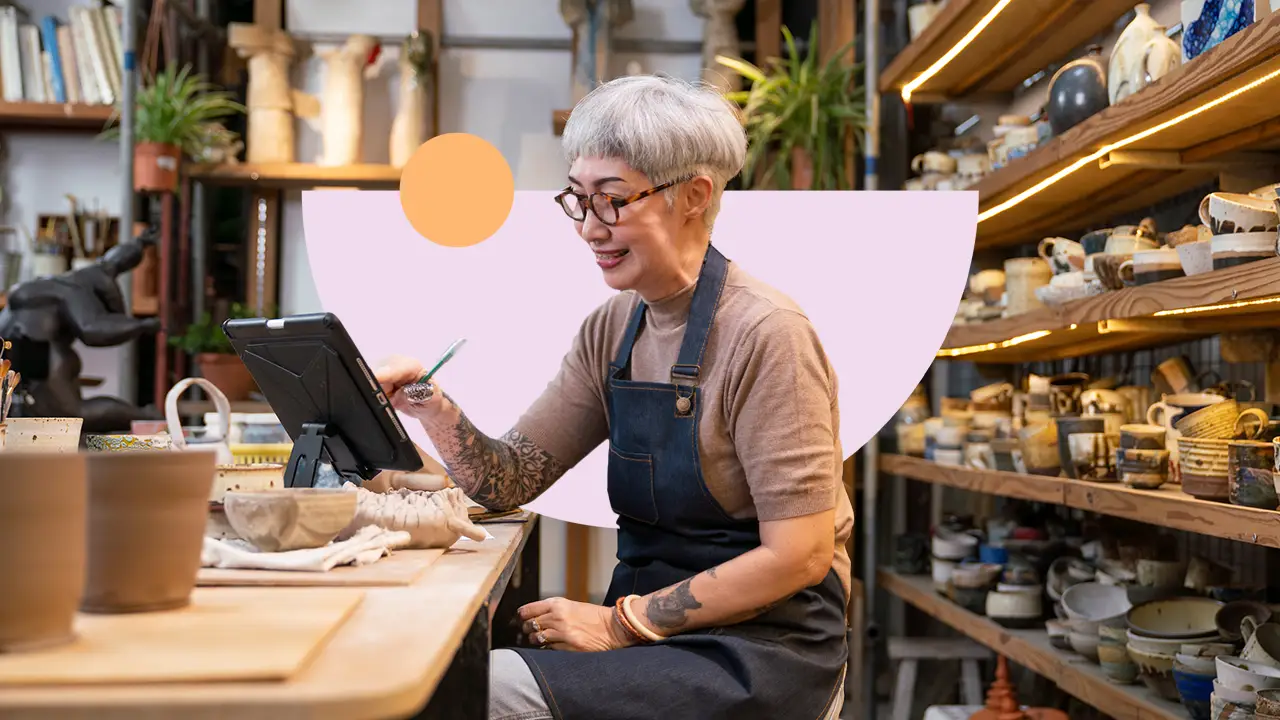 Operator using a tablet in a studio